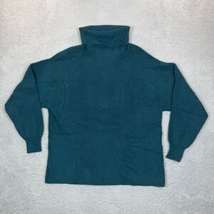 Free‎ People Swim Too Deep Turtleneck Sweater Teal Green Ribbed Knit Oversized L